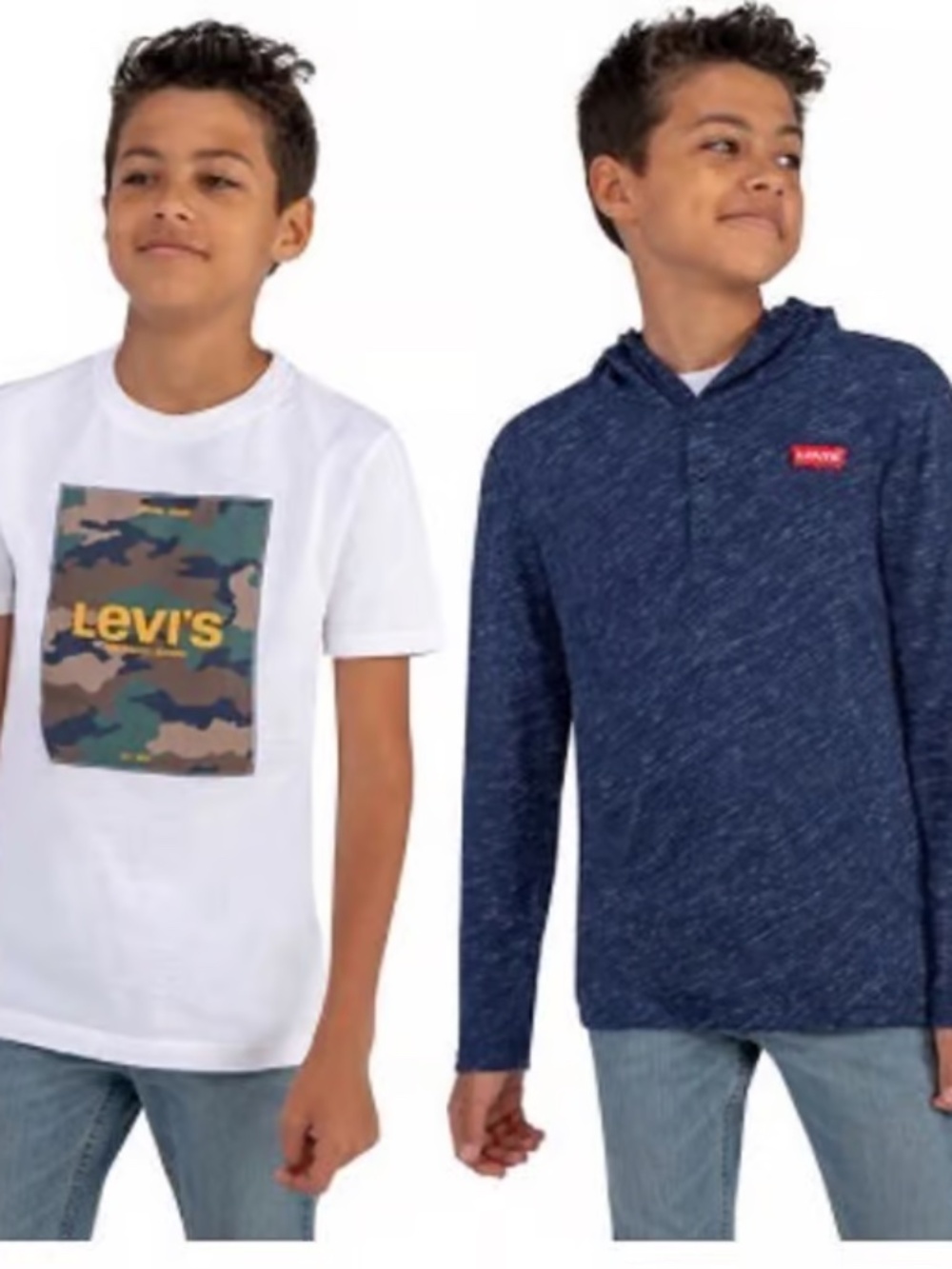 Levi’s Youth Boys 2-Pack Short-Sleeve Graphic Tee & Lightweight Hoody  Set (XL)